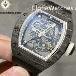 Richard Mille Super Clone Watches 1:1 RM 055 White Inner Bezel Carbon Tourbillon Black Strap - Image 3