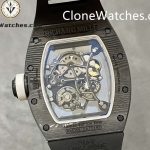 Richard Mille Super Clone Watches 1:1 RM 055 White Inner Bezel Carbon Tourbillon Black Strap - Image 7