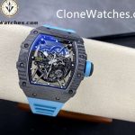 Richard Mille Super Clone Watches 1:1 RM 035 – 02 Carbon Tourbillon Blue Strap - Image 4