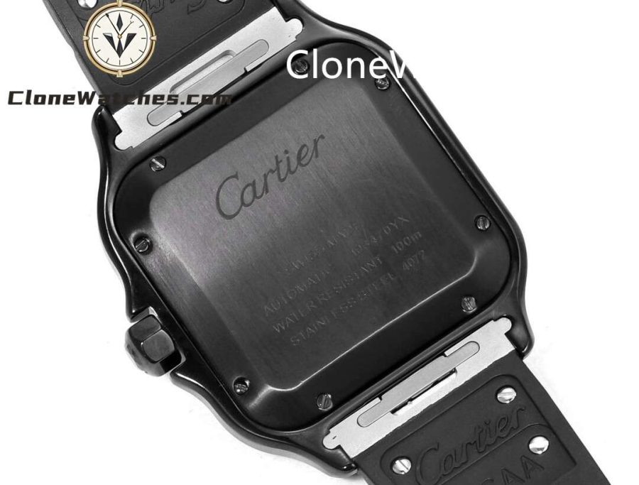 Cartier Super Clone Watches 1:1 Santos Series Black Dial 39.8MM WSSA0039 Rubber Strap - Image 8