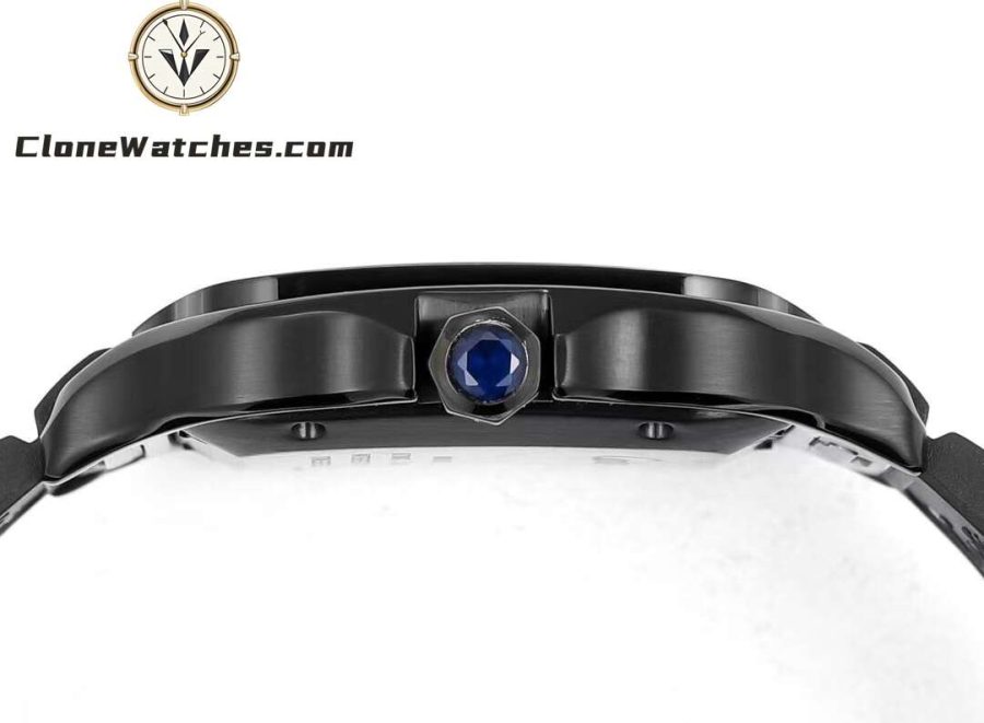 Cartier Super Clone Watches 1:1 Santos Series Black Dial 39.8MM WSSA0039 Rubber Strap - Image 7