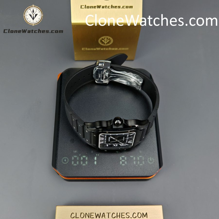 Cartier Super Clone Watches 1:1 Santos Series Black Dial 39.8MM WSSA0039 Rubber Strap - Image 14
