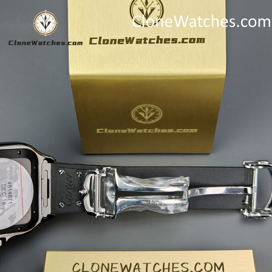 Cartier Super Clone Watches 1:1 Santos Series Black Dial 39.8MM WSSA0039 Rubber Strap - Image 9