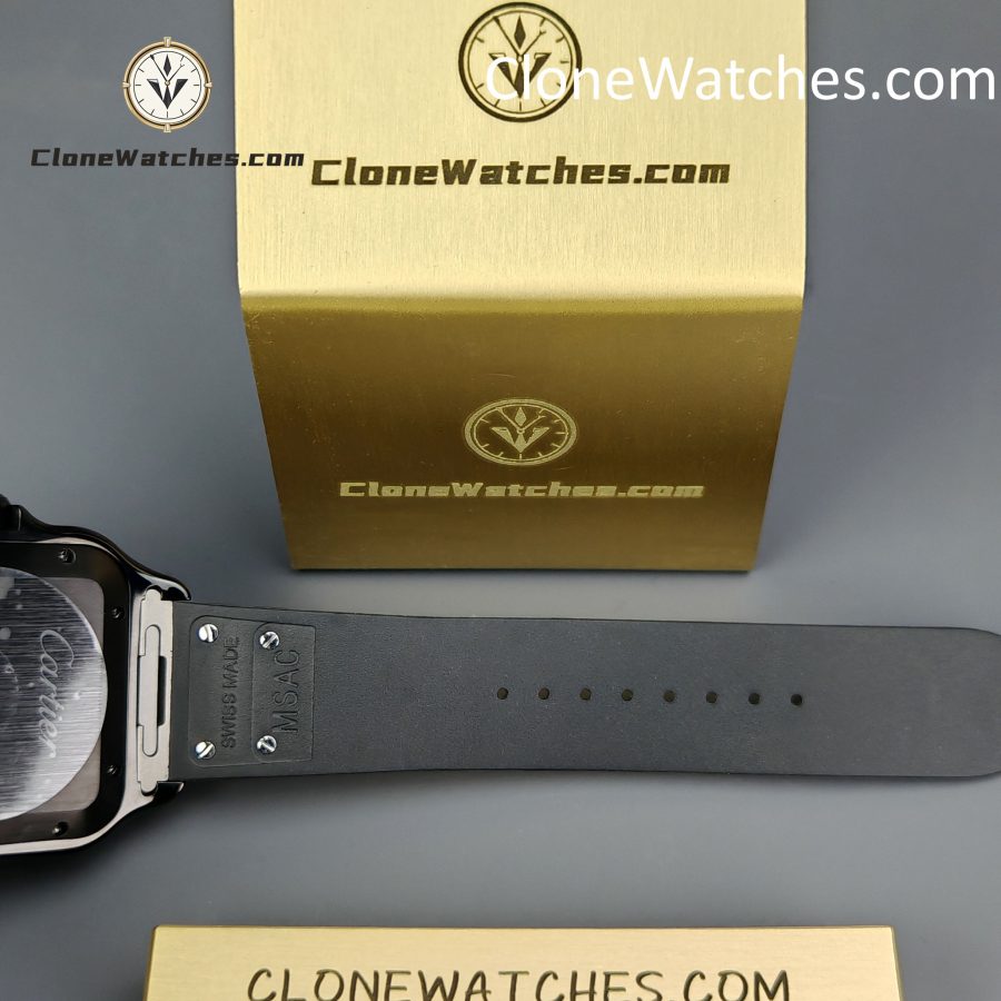 Cartier Super Clone Watches 1:1 Santos Series Black Dial 39.8MM WSSA0039 Rubber Strap - Image 10