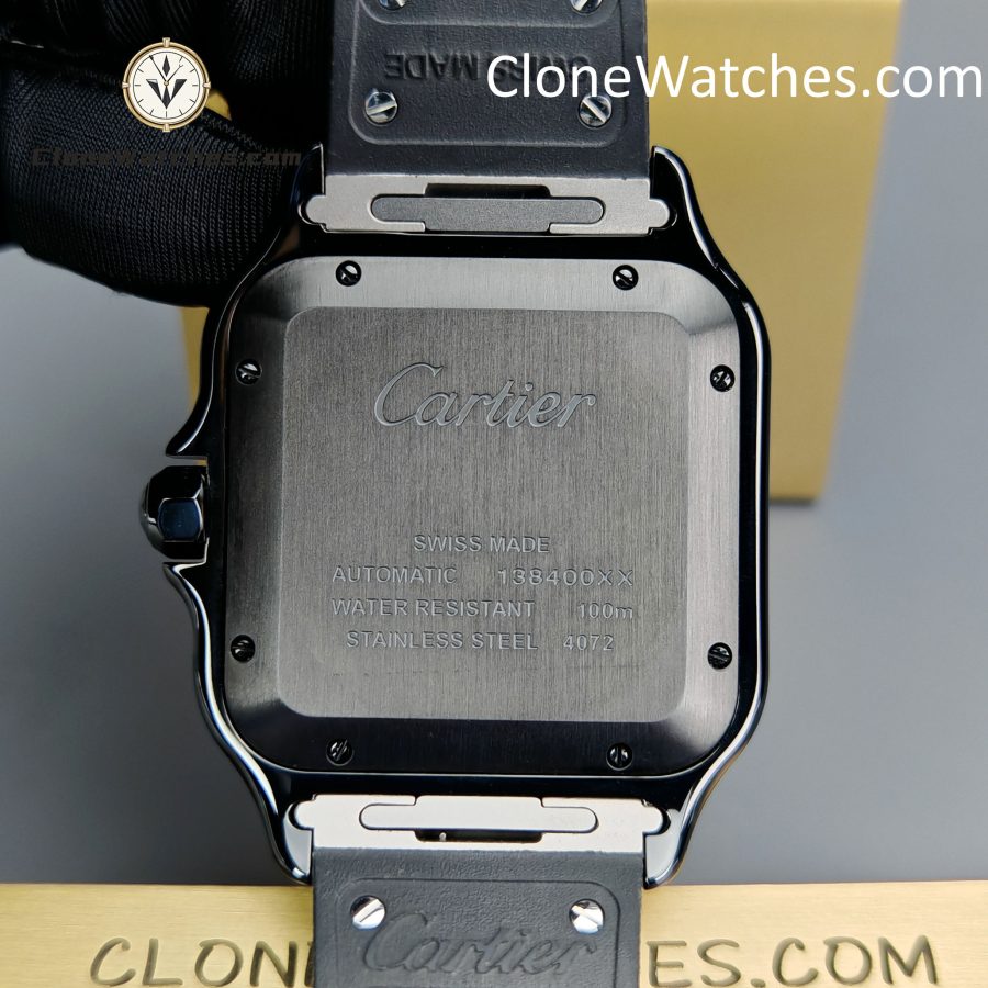Cartier Super Clone Watches 1:1 Santos Series Black Dial 39.8MM WSSA0039 Rubber Strap - Image 11
