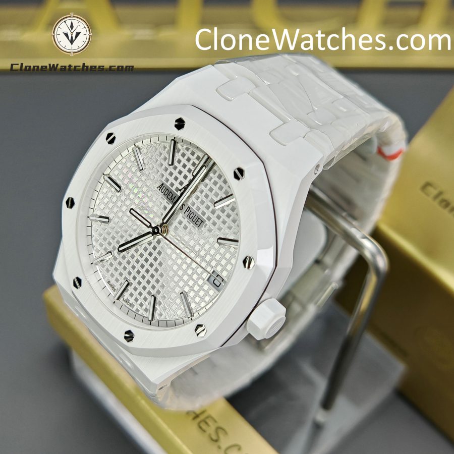 Audemars Piguet Super Clone Watches 1:1 Royal Oak White Ceramic 15500 White Dial 41MM - Image 3