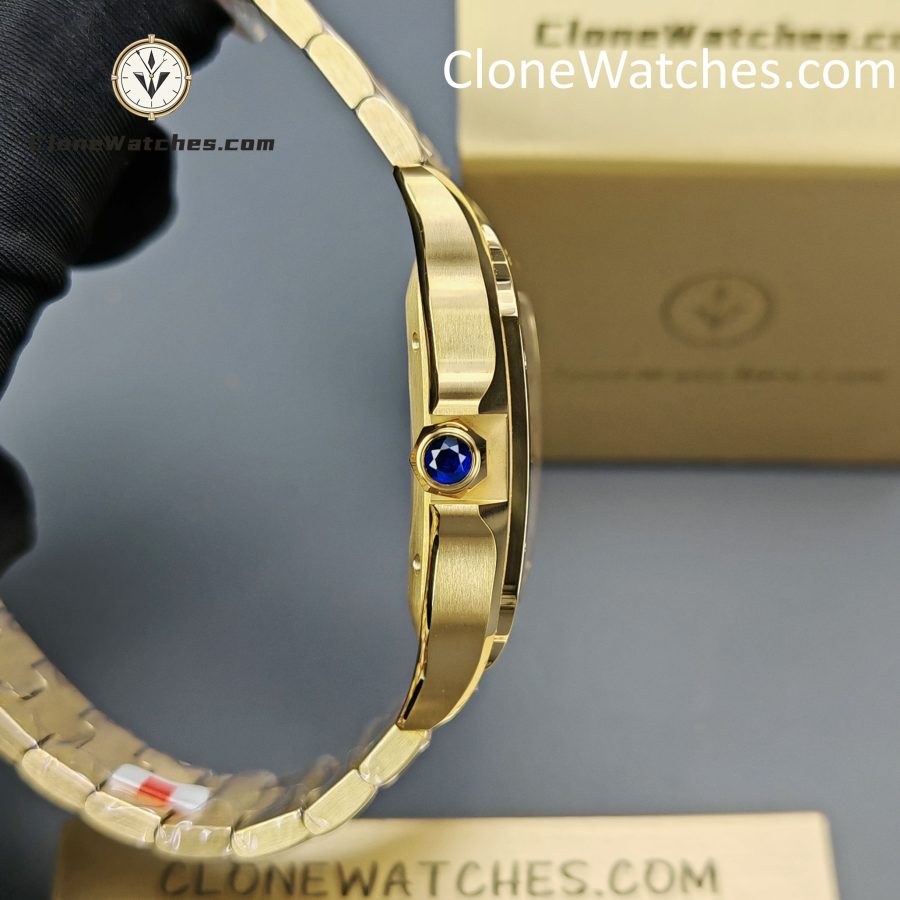 Cartier Super Clone Watches 1:1 Santos 18K Gold White Dial 39.8MM WGSA0009 - Image 7