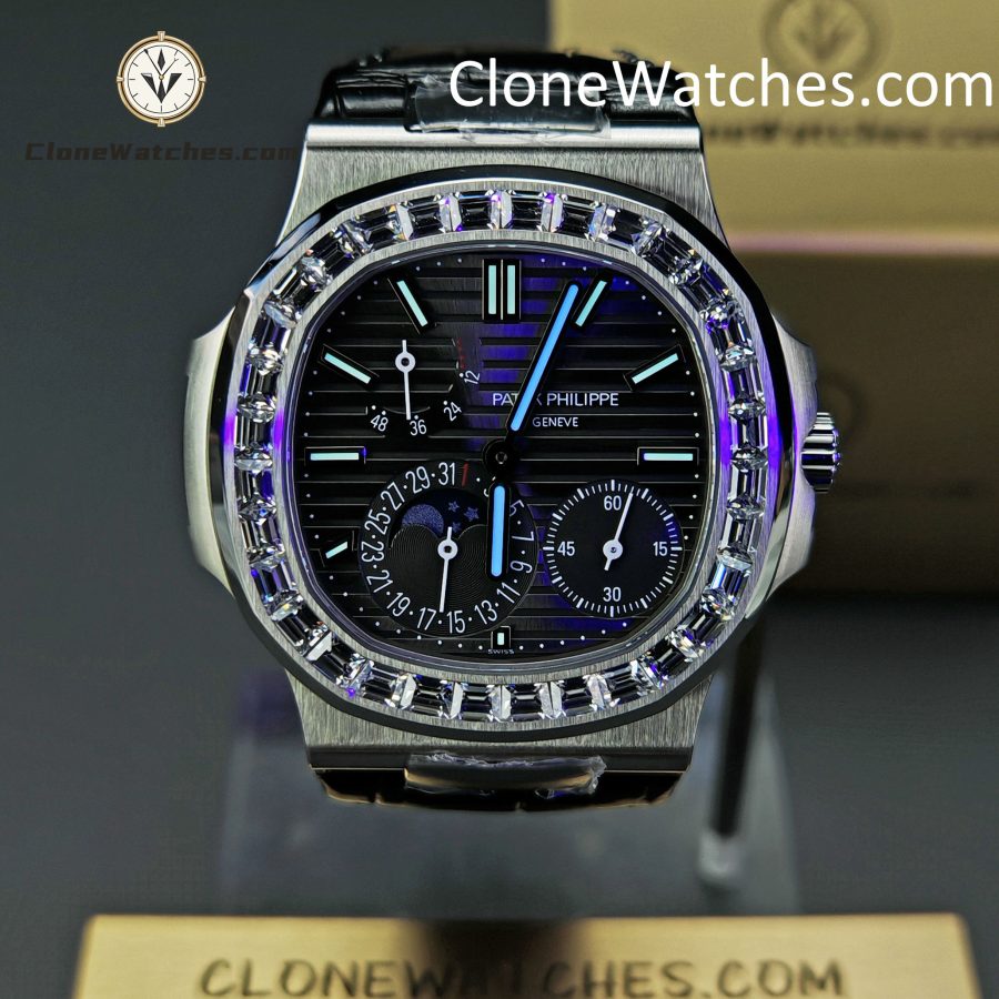 Patek Philippe Super Clone Watches 1:1 Nautilus 5712 Gray Dial Diamond Bezel - Image 2