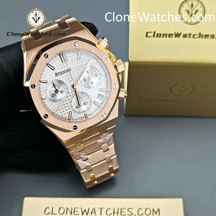 Audemars Piguet Super Clone Watches 1:1 Royal Oak Rose Gold 26240 White Dial - Image 4
