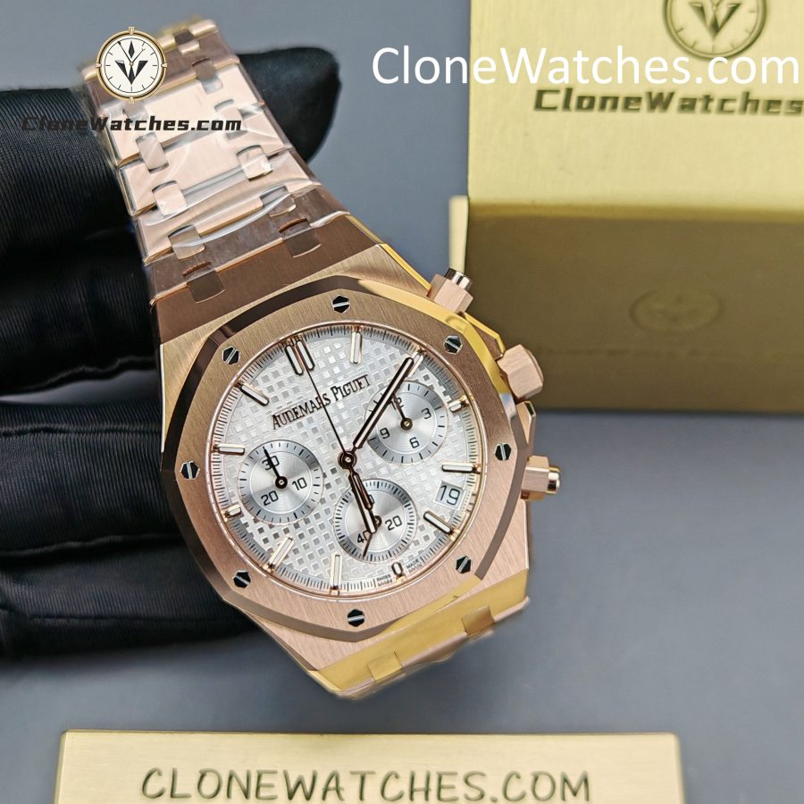 Audemars Piguet Super Clone Watches 1:1 Royal Oak Rose Gold 26240 White Dial - Image 5