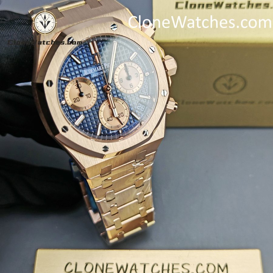 Audemars Piguet Super Clone Watches 1:1 Royal Oak Rose Gold 26239 Blue Dial - Image 4