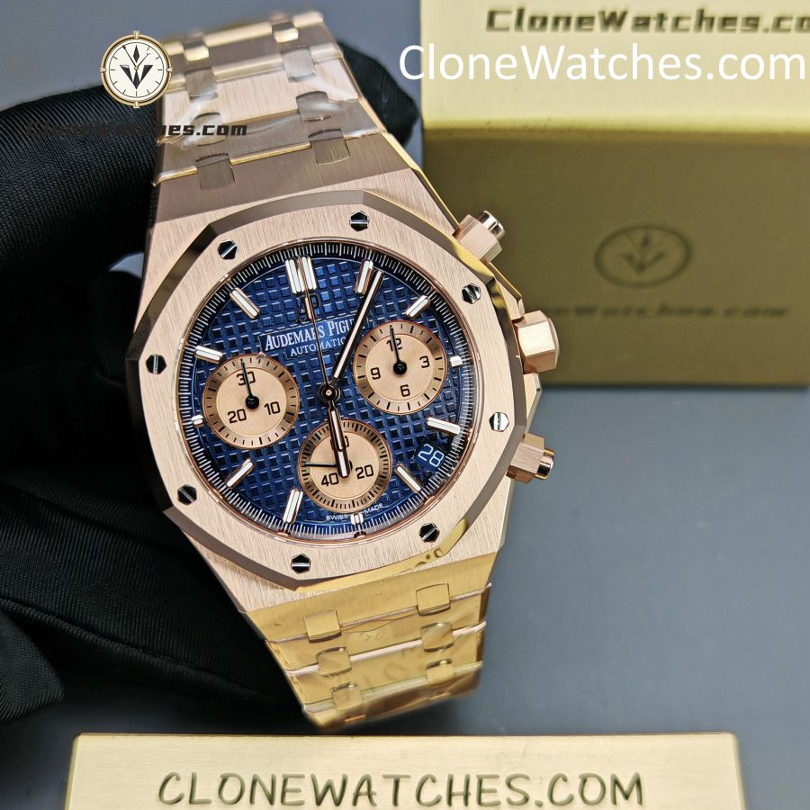 Audemars Piguet Super Clone Watches 1:1 Royal Oak Rose Gold 26239 Blue Dial - Image 6