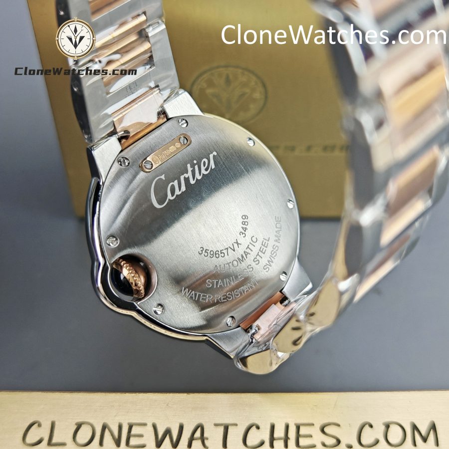 Cartier Super Clone Watches 1:1 Ballon Bleu de W2BB0037 Silver Dial Gold Bezel 33mm - Image 10