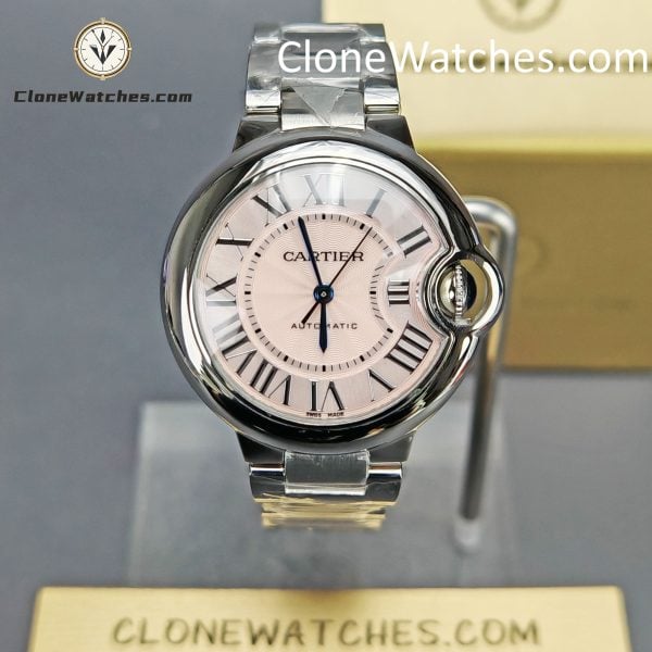 Cartier Super Clone Watches 1:1 Ballon Bleu de WSBB0068 Pink Dial Roman Scale 33mm
