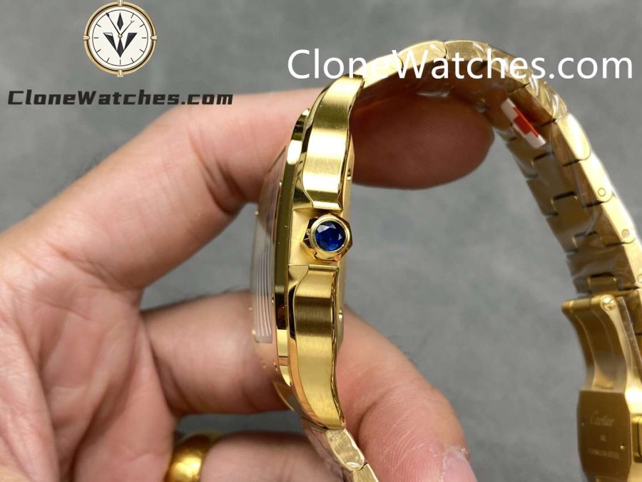 Cartier Super Clone Watches 1:1 Santos 18K Gold White Dial 39.8MM WGSA0009 - Image 5