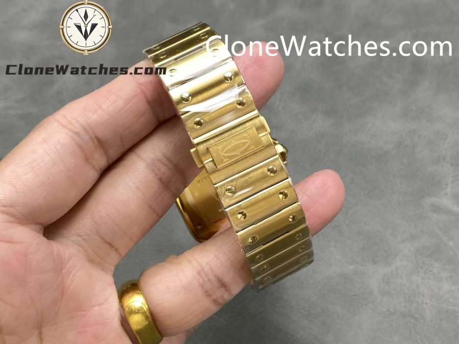 Cartier Super Clone Watches 1:1 Santos 18K Gold White Dial 39.8MM WGSA0009 - Image 9
