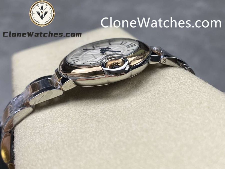 Cartier Super Clone Watches 1:1 Ballon Bleu de W2BB0037 Silver Dial Gold Bezel 33mm - Image 7
