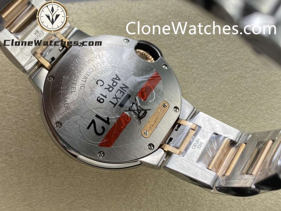 Cartier Super Clone Watches 1:1 Ballon Bleu de W2BB0037 Silver Dial Gold Bezel 33mm - Image 8