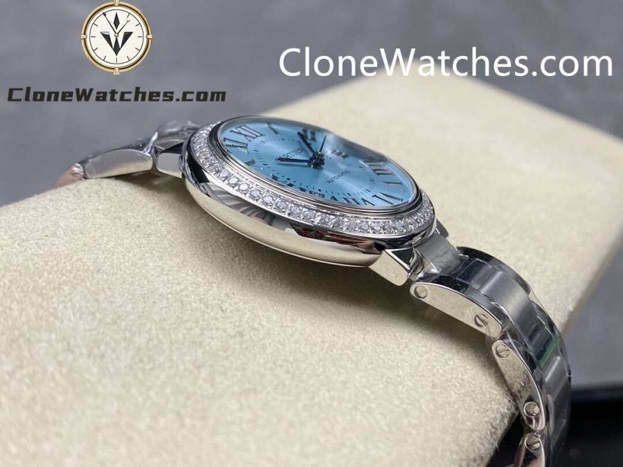 Cartier Super Clone Watches 1:1 Ballon Bleu de W4BB0028 Blue Dial Diamond Bezel 33mm - Image 6