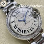 Cartier Super Clone Watches 1:1 Ballon Bleu de W4BB0024 Silver Dial Diamond Bezel 33mm - Image 2