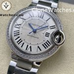 Cartier Super Clone Watches 1:1 Ballon Bleu de W4BB0024 Silver Dial Diamond Bezel 33mm - Image 3