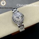 Cartier Super Clone Watches 1:1 Ballon Bleu de W4BB0024 Silver Dial Diamond Bezel 33mm - Image 4