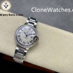 Cartier Super Clone Watches 1:1 Ballon Bleu de W4BB0024 Silver Dial Diamond Bezel 33mm - Image 5