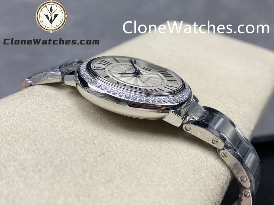 Cartier Super Clone Watches 1:1 Ballon Bleu de W4BB0024 Silver Dial Diamond Bezel 33mm - Image 6