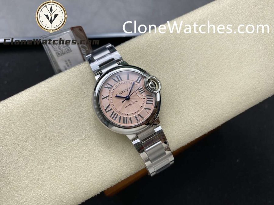 Cartier Super Clone Watches 1:1 Ballon Bleu de WSBB0068 Pink Dial Roman Scale 33mm - Image 4