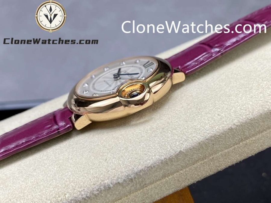 Cartier Super Clone Watches 1:1 Ballon Bleu de WE902040 Silver Dial Diamond Scale 33mm Leather Strap - Image 5