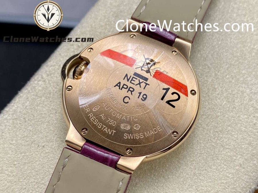 Cartier Super Clone Watches 1:1 Ballon Bleu de WE902040 Silver Dial Diamond Scale 33mm Leather Strap - Image 7