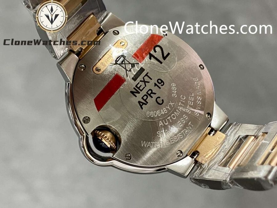 Cartier Super Clone Watches 1:1 Ballon Bleu de W3BB0023 Silver Dial Diamond bezel 33mm - Image 6