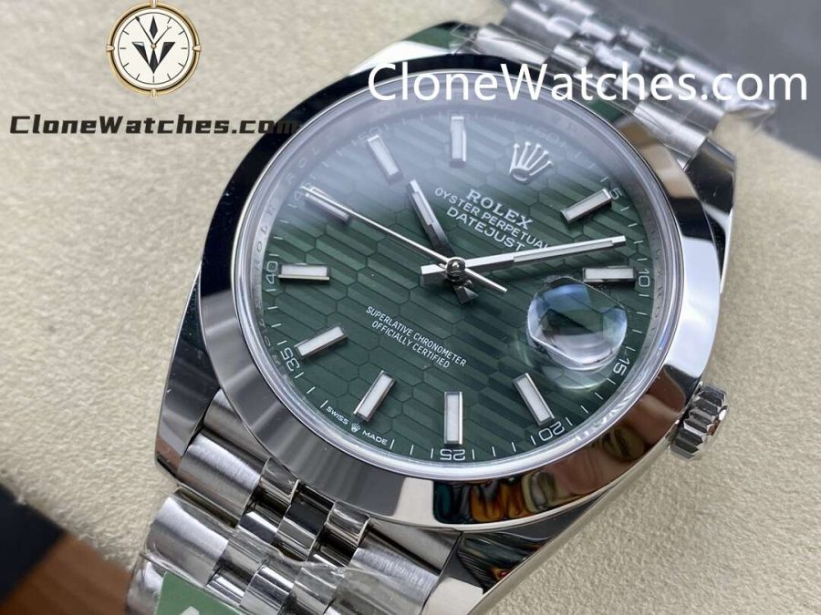 Rolex Super Clone Watches 1:1 DateJust Green Fluted Dial m126300-0021 Jubilee 41MM 3235 Movement - Image 3