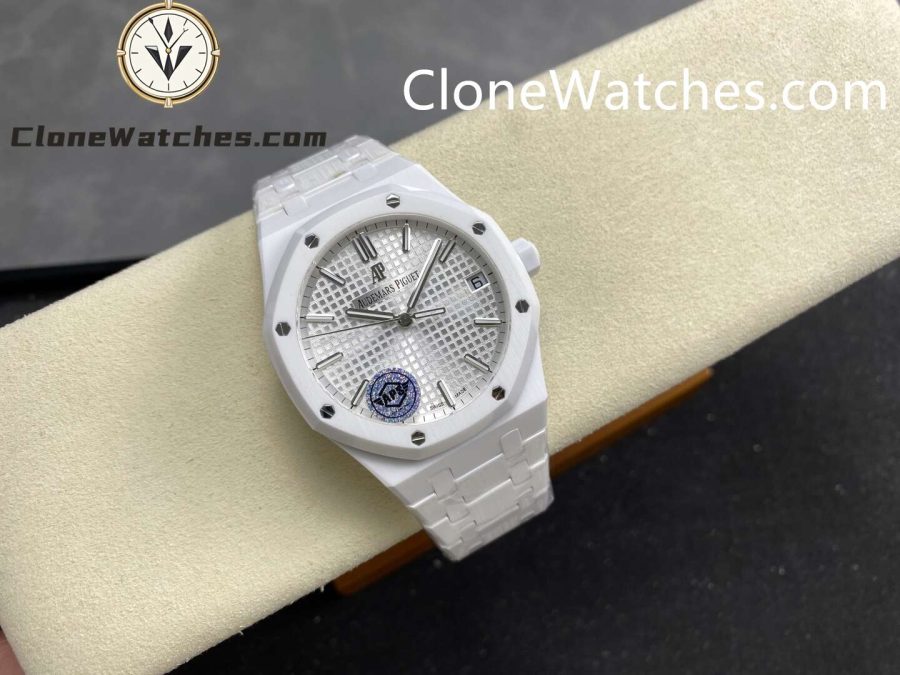 Audemars Piguet Super Clone Watches 1:1 Royal Oak White Ceramic 15500 White Dial 41MM - Image 4