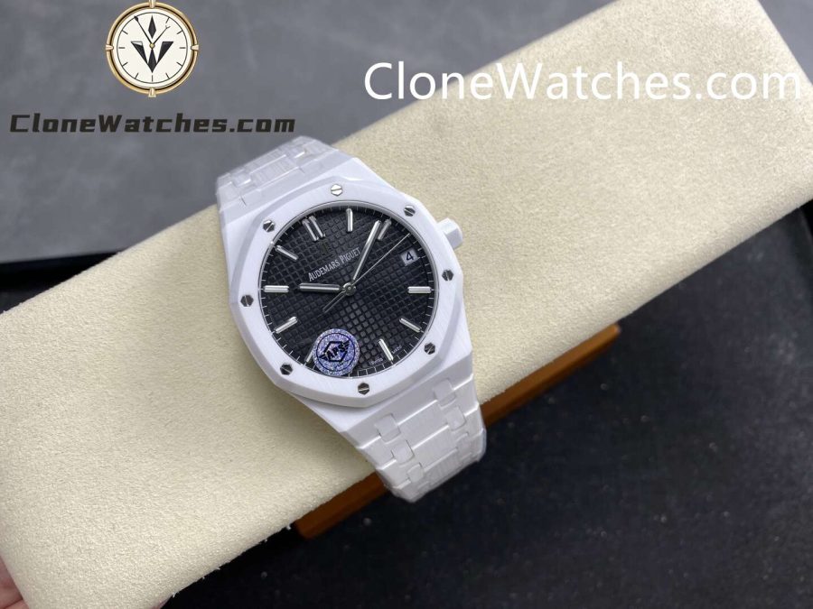 Audemars Piguet Super Clone Watches 1:1 Royal Oak White Ceramic 15500 Black Dial 41MM - Image 4