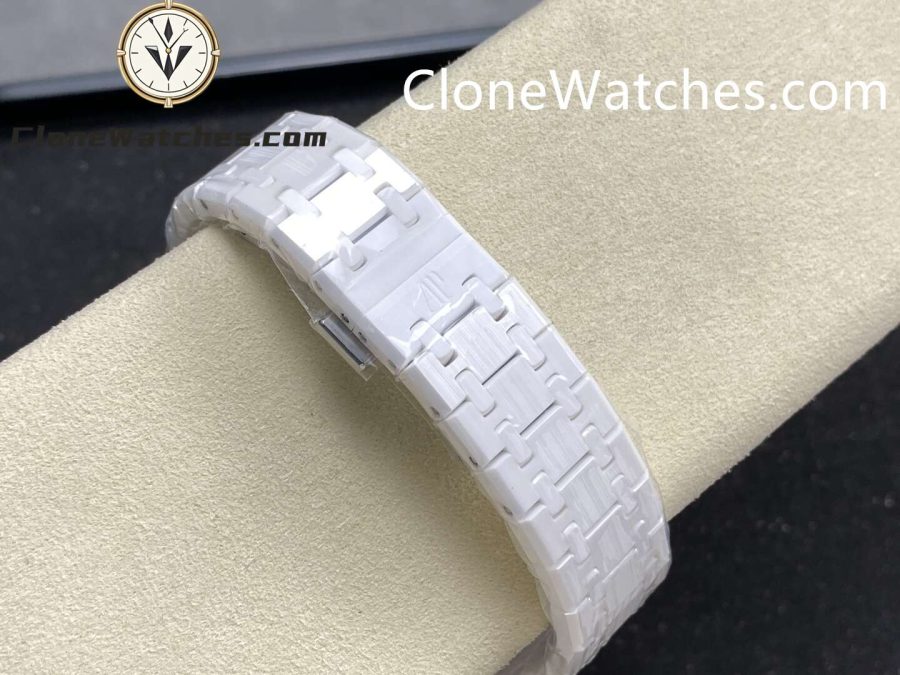 Audemars Piguet Super Clone Watches 1:1 Royal Oak White Ceramic 15500 Black Dial 41MM - Image 9