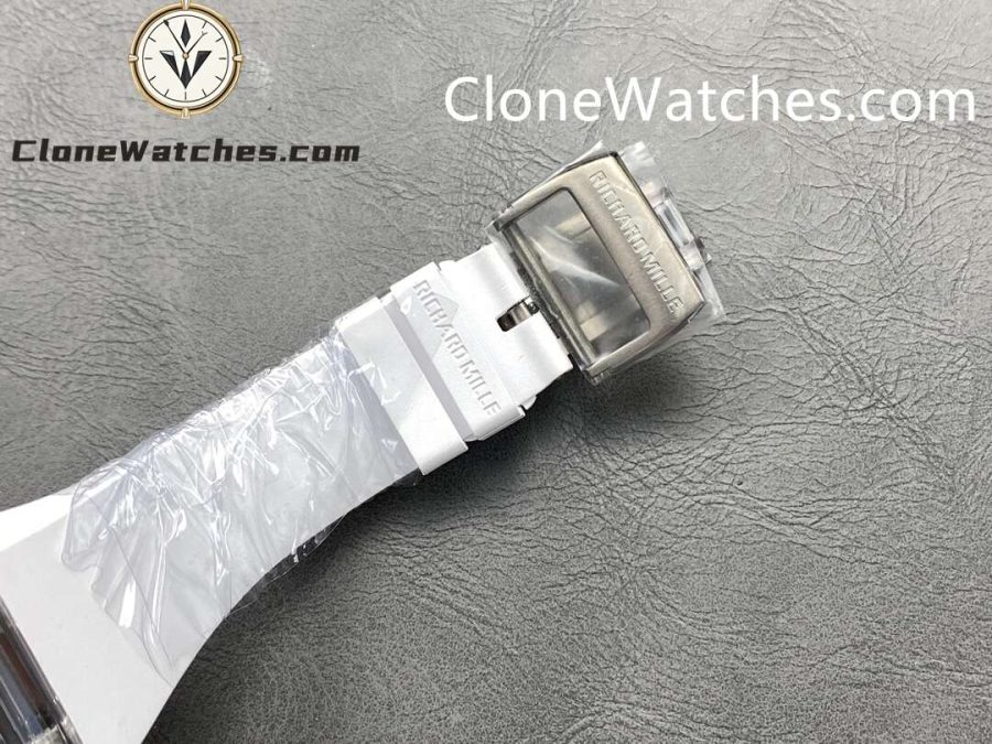 Richard Mille Super Clone Watches 1:1 RM 055 Ceramics Tourbillon Fully Transparent White Strap - Image 8