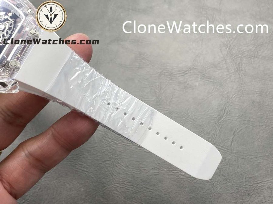 Richard Mille Super Clone Watches 1:1 RM 055 Ceramics Tourbillon Fully Transparent White Strap - Image 9