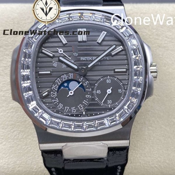 Super Clone Watches – Patek Philippe Nautilus 5712 Gray Dial Diamond Bezel