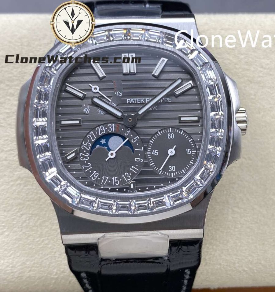 Super Clone Watches – Patek Philippe Nautilus 5712 Gray Dial Diamond Bezel
