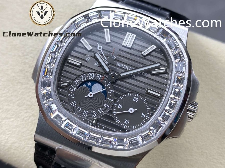 Patek Philippe Super Clone Watches 1:1 Nautilus 5712 Gray Dial Diamond Bezel - Image 3
