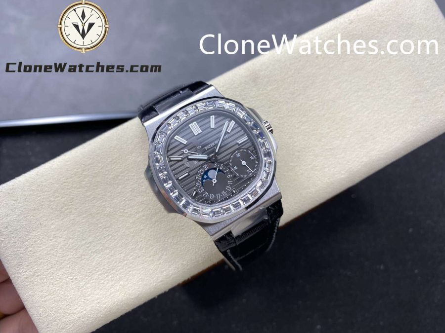 Patek Philippe Super Clone Watches 1:1 Nautilus 5712 Gray Dial Diamond Bezel - Image 4