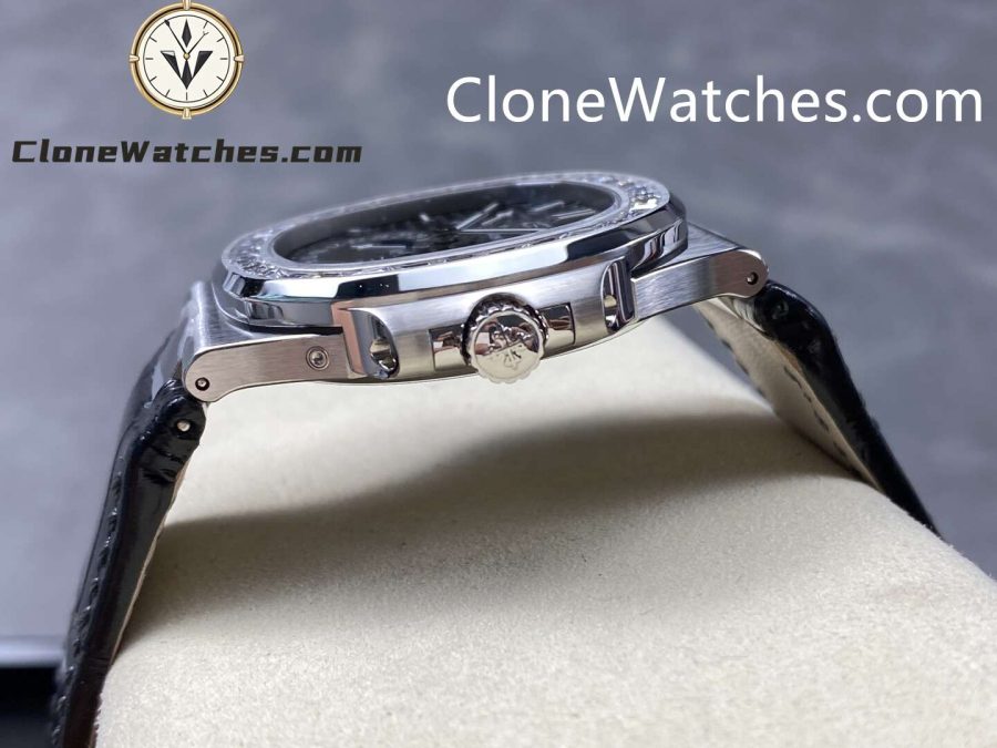 Patek Philippe Super Clone Watches 1:1 Nautilus 5712 Gray Dial Diamond Bezel - Image 8