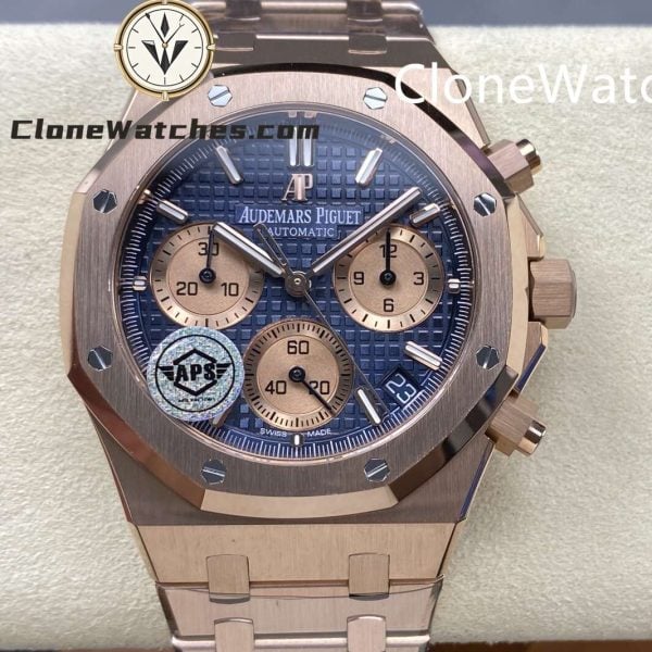 Super Clone Watches – Audemars Piguet   Rose Gold 26239 Blue Dial