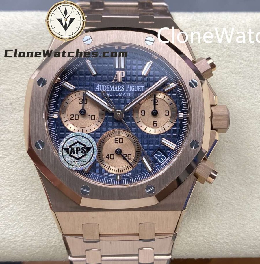 Super Clone Watches – Audemars Piguet   Rose Gold 26239 Blue Dial