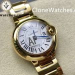 Cartier Super Clone Watches 1:1 Ballon Bleu de 18K Gold W69001Z2 Silver Dial 28mm - Image 4