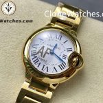 Cartier Super Clone Watches 1:1 Ballon Bleu de 18K Gold W69001Z2 Silver Dial 28mm - Image 5