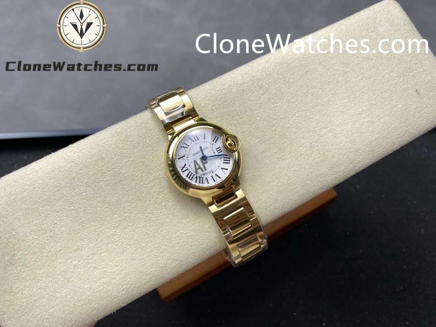 Cartier Super Clone Watches 1:1 Ballon Bleu de 18K Gold W69001Z2 Silver Dial 28mm - Image 6