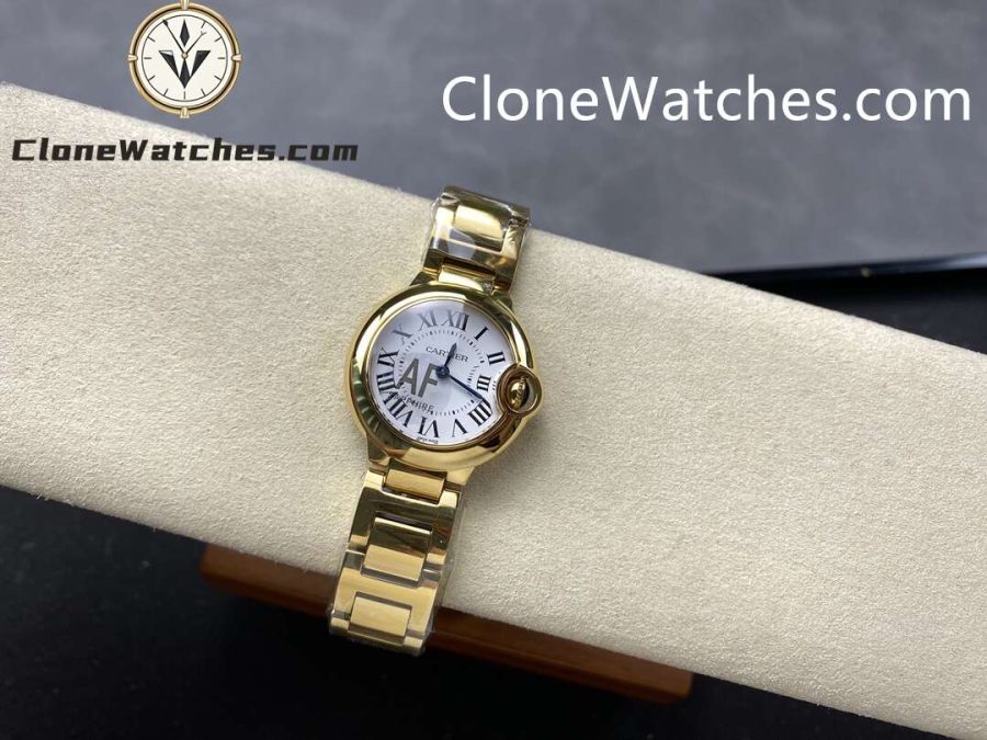 Cartier Super Clone Watches 1:1 Ballon Bleu de 18K Gold W69001Z2 Silver Dial 28mm - Image 7