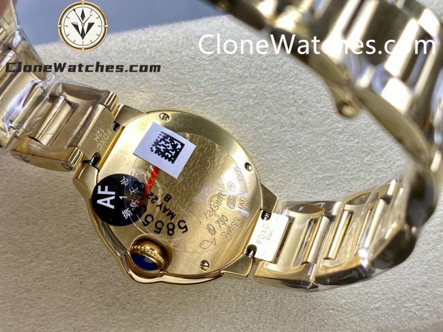 Cartier Super Clone Watches 1:1 Ballon Bleu de 18K Gold W69001Z2 Silver Dial 28mm - Image 2